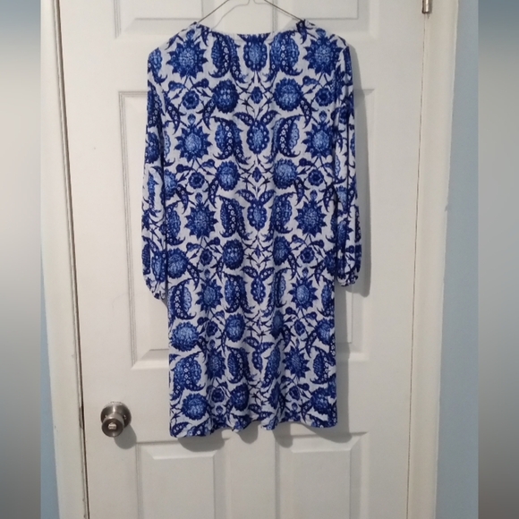 Michael Kors Blue and White Midi Dress - Picture 3 of 3